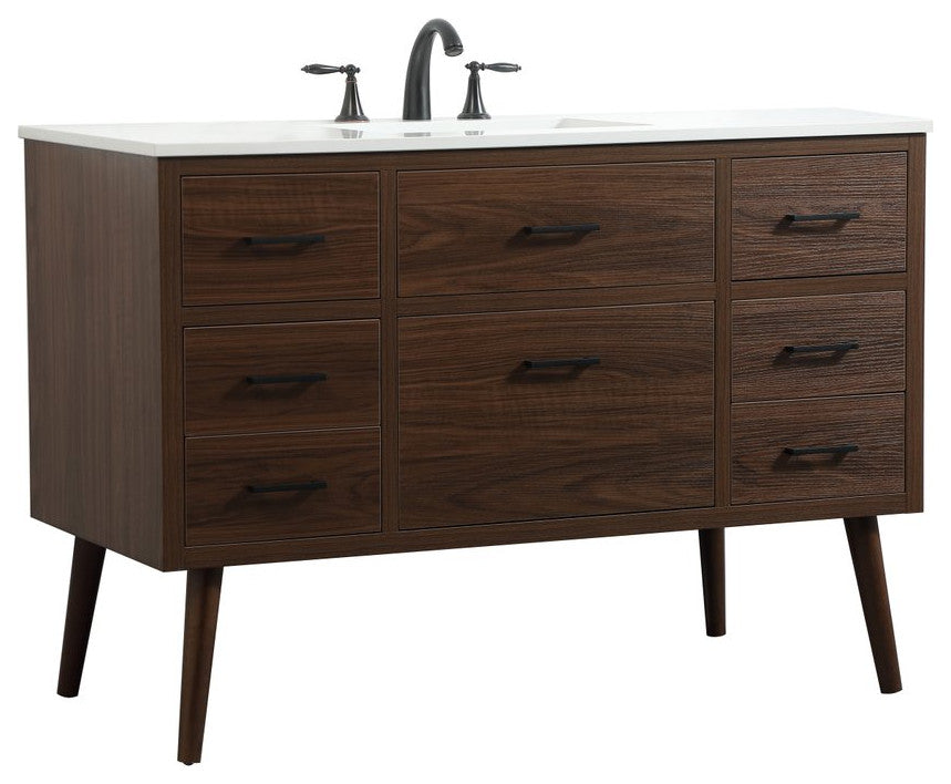 Home Living 22" Midcentury Modern Walnut-Light Bathroom Vanity