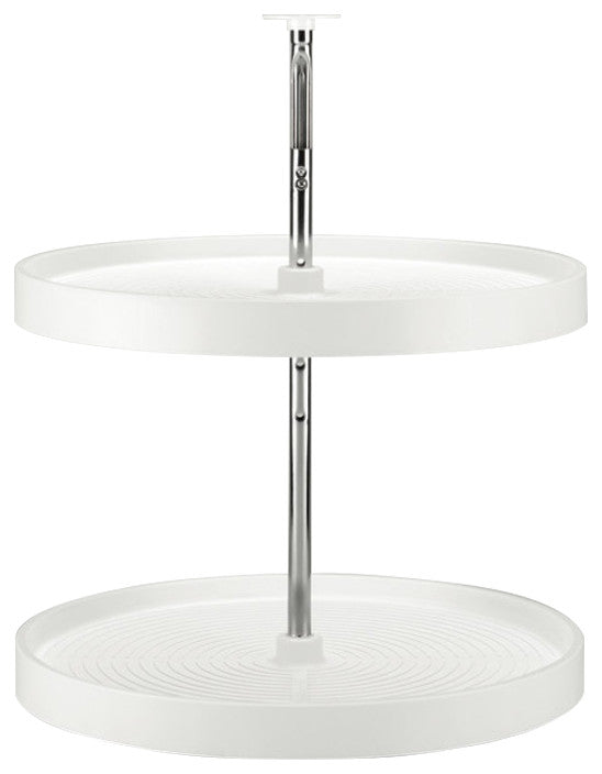 Polymer Full Circle 2-Shelf Lazy Susan for Corner Base Cabinets, White, 24"W