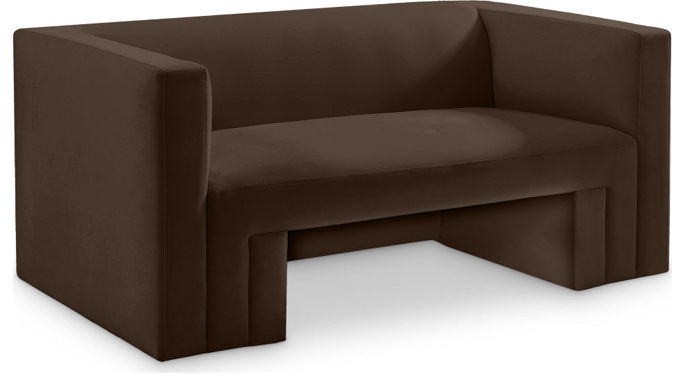 Henson Velvet Upholstered Loveseat, Brown
