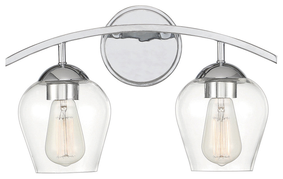 2-Light Bathroom Vanity Light, Matte Black, Chrome