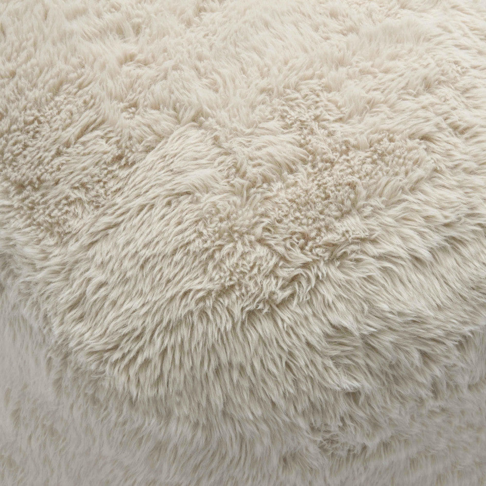 Britt Vegan Shearling Ottoman, Natural