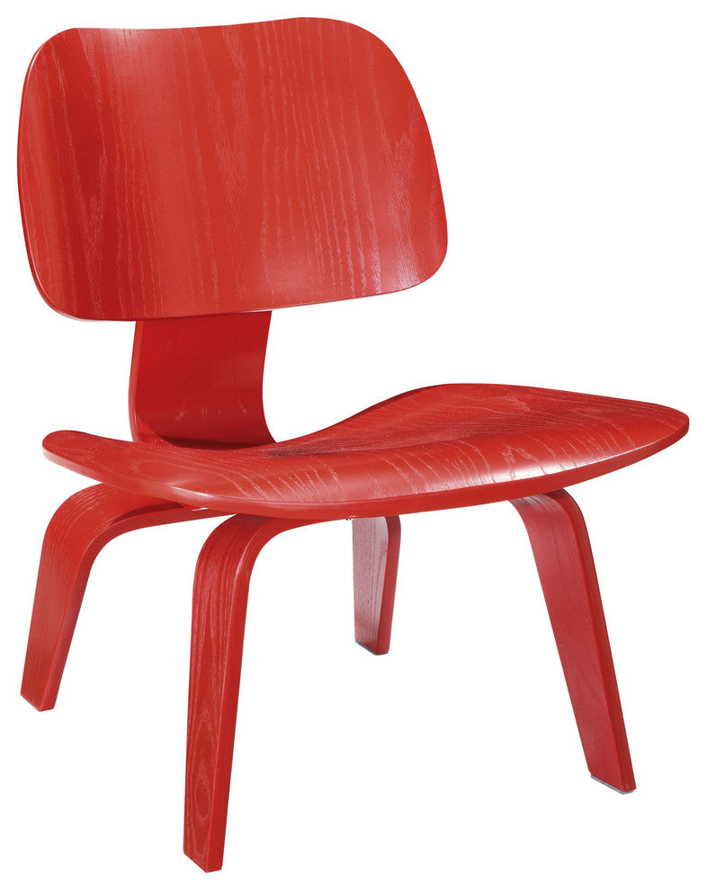 Modern Contemporary Living Room Wood Lounge Chair Red
