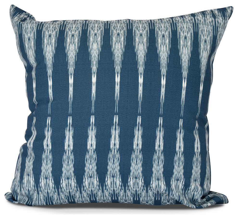 Peace 1, Geometric Print Outdoor Pillow, Navy Blue, 16" x 16"