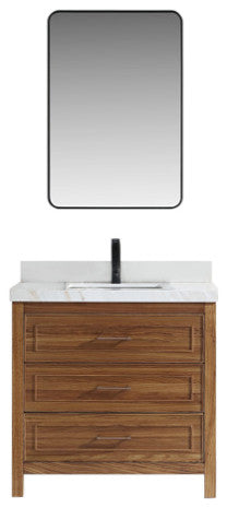 WK2428-36-EW-W Vanity With Mirror, Sconce and Faucet Included