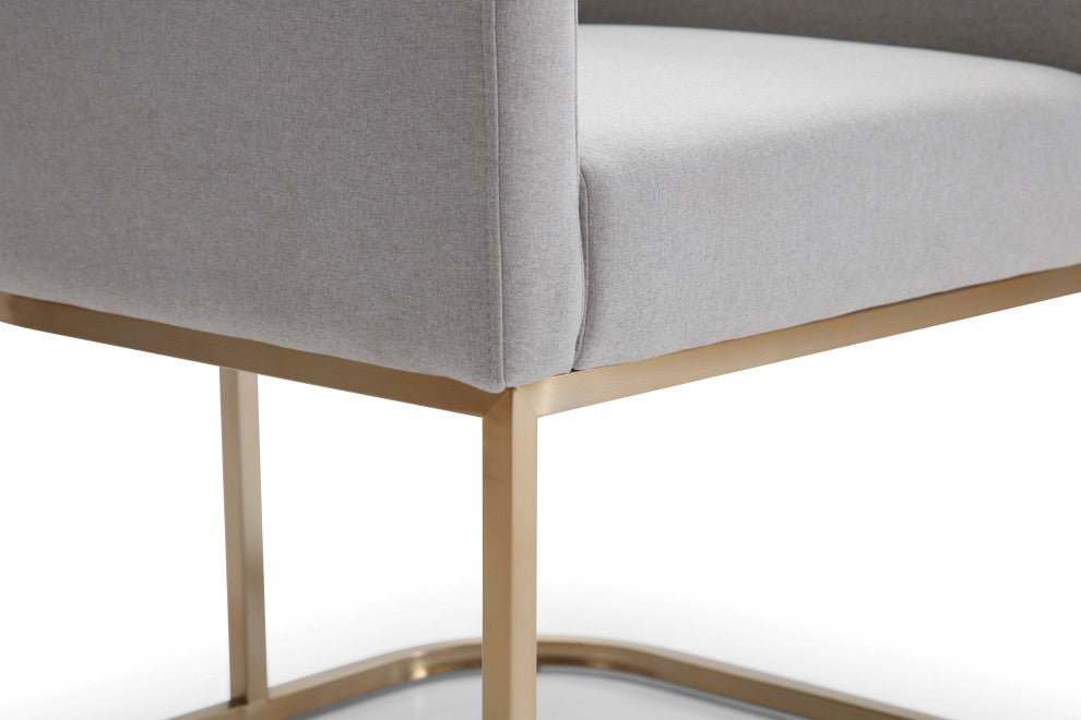 Modrest Yukon Light Gray Fabric and Antique Brass Dining Chair