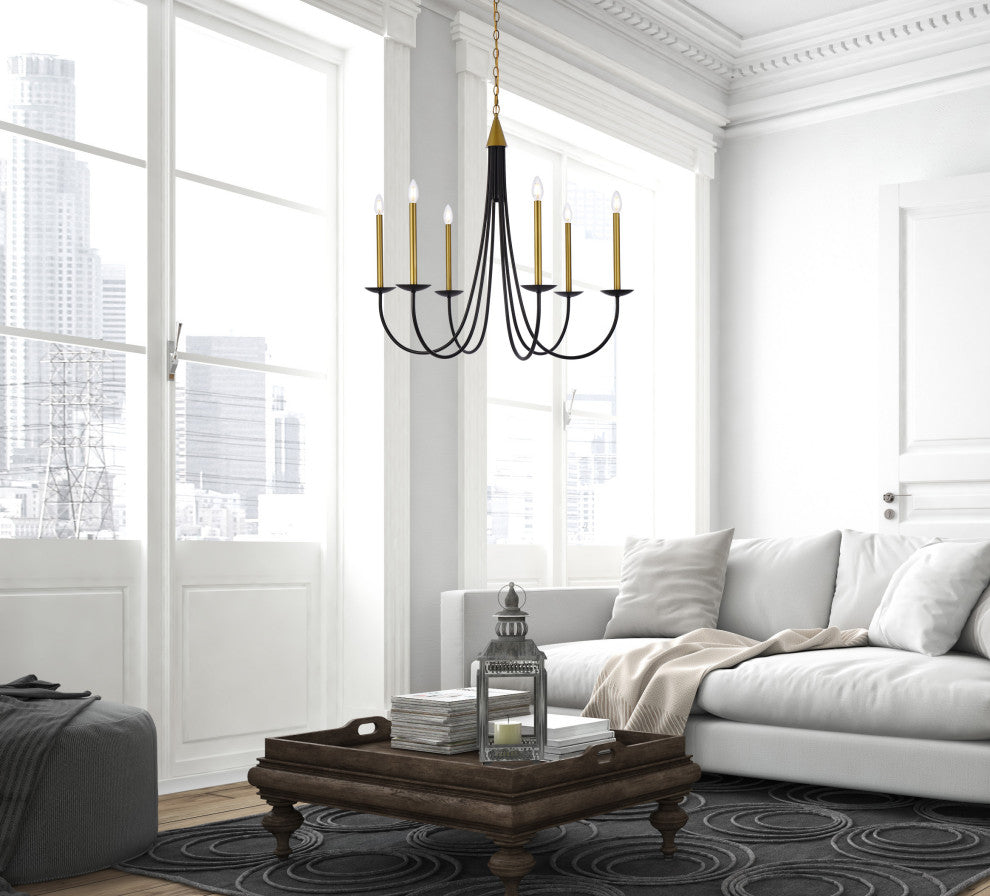 Chloe 36" Pendant, Black and Brass