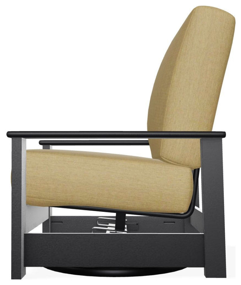 Leeward Deep Seat Outdoor Hidden Swivel Rocker, Stucco/Black