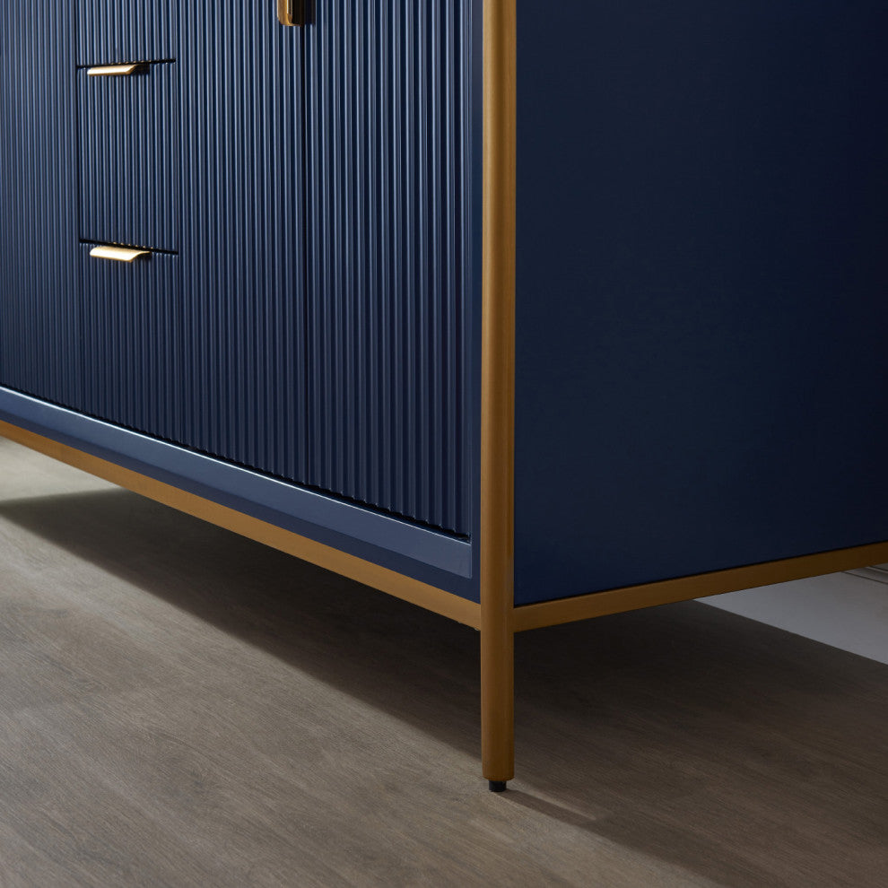 Granada Vanity With White Composite Stone Top, Royal Blue, 60", Without Mirror