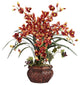 Cymbidium With Decorative Vase Silk Arrangement, Burgundy