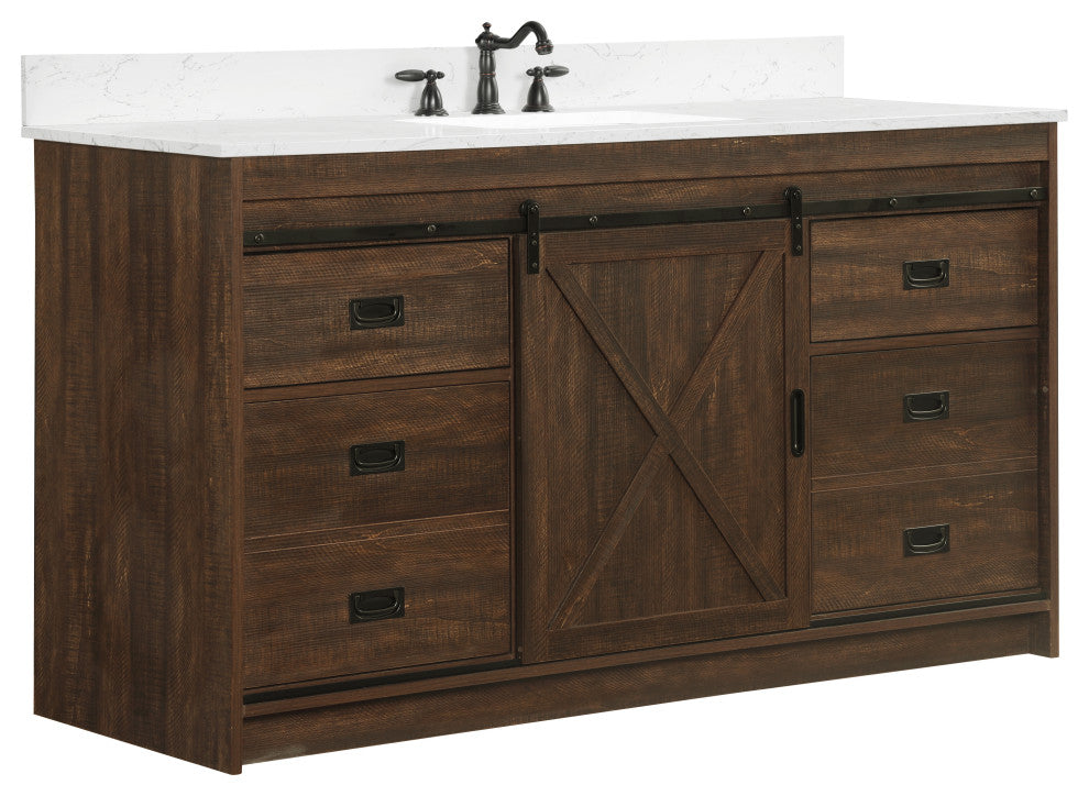 Rafter 60" Bathroom Vanity, Rustic Brown