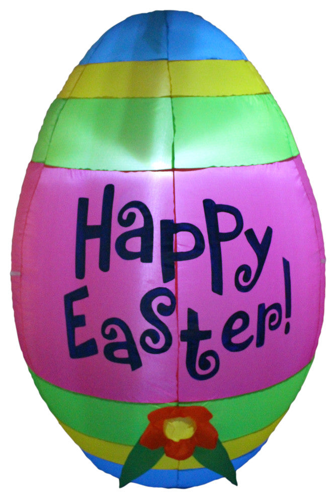 Tall Easter Inflatable Giant Egg With Flower, 4'