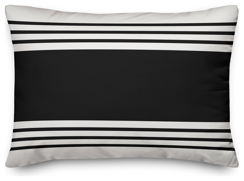 Black and White Farmhouse Stripe 14x20 Lumbar Pillow