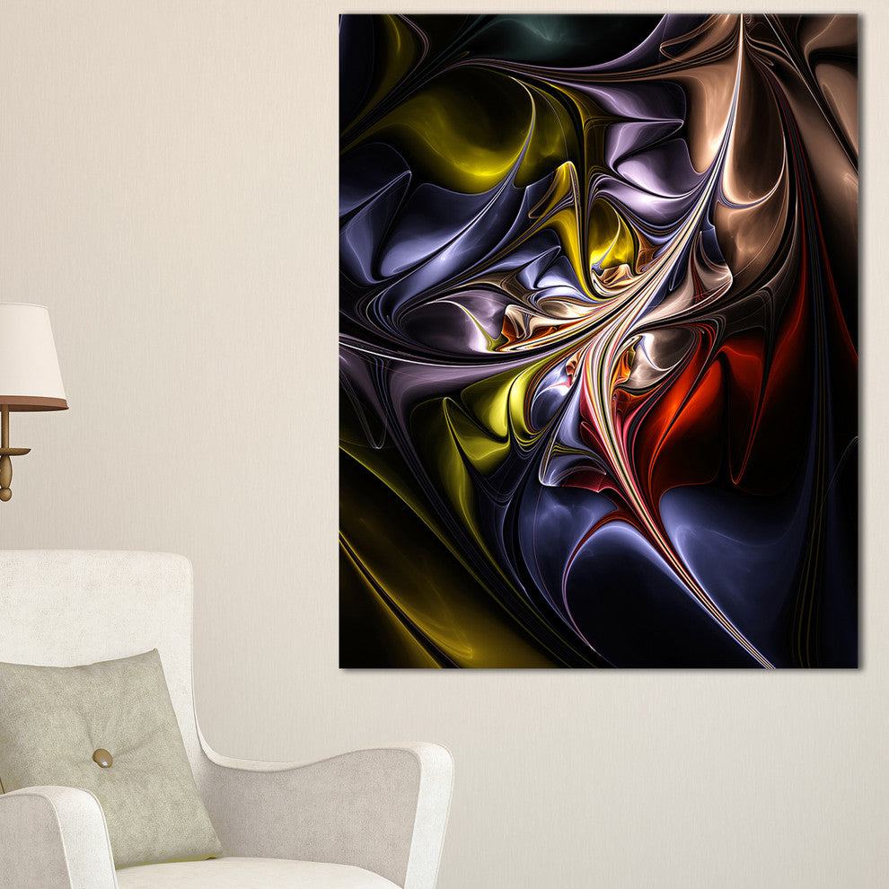 "Multicolored Stained Floral Shapes" Floral Wall Art Canvas, 20"x40"