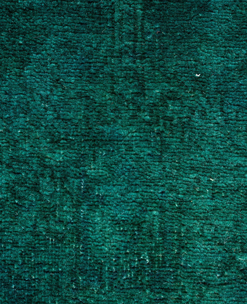 Overdyed One-of-a-Kind Hand-Knotted Area Rug Green, 4' 2" x 5' 9"