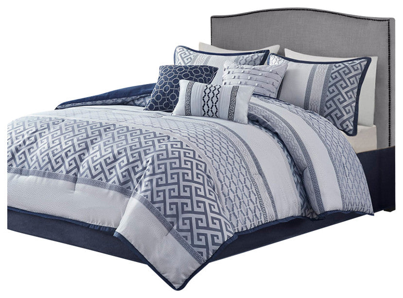 Madison Park Bennett 7 Piece Jacquard Comforter Set in Navy