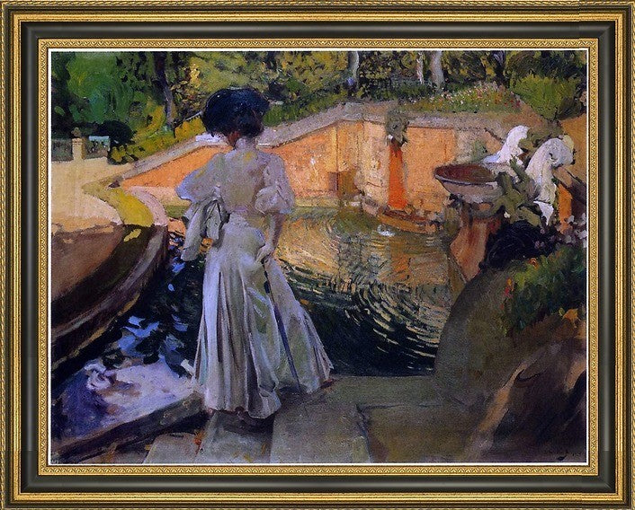 Joaquin Sorolla Y Bastida Watching the Fish Framed Premium Canvas Print, 21"x28"
