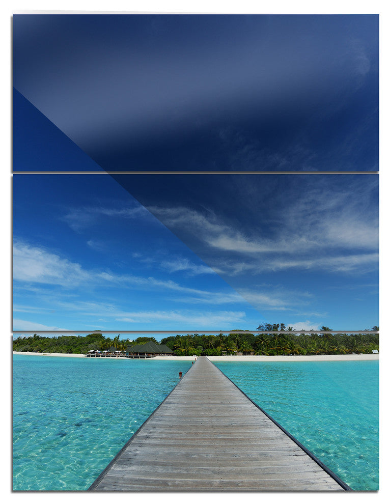 "Infinite Sea Pier" Photo Metal Wall Art, 3 Panels, 28"x36"