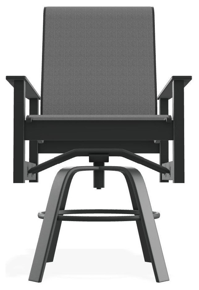 Leeward Sling Balcony Height Outdoor Swivel Armchair, Titanium/Graphite