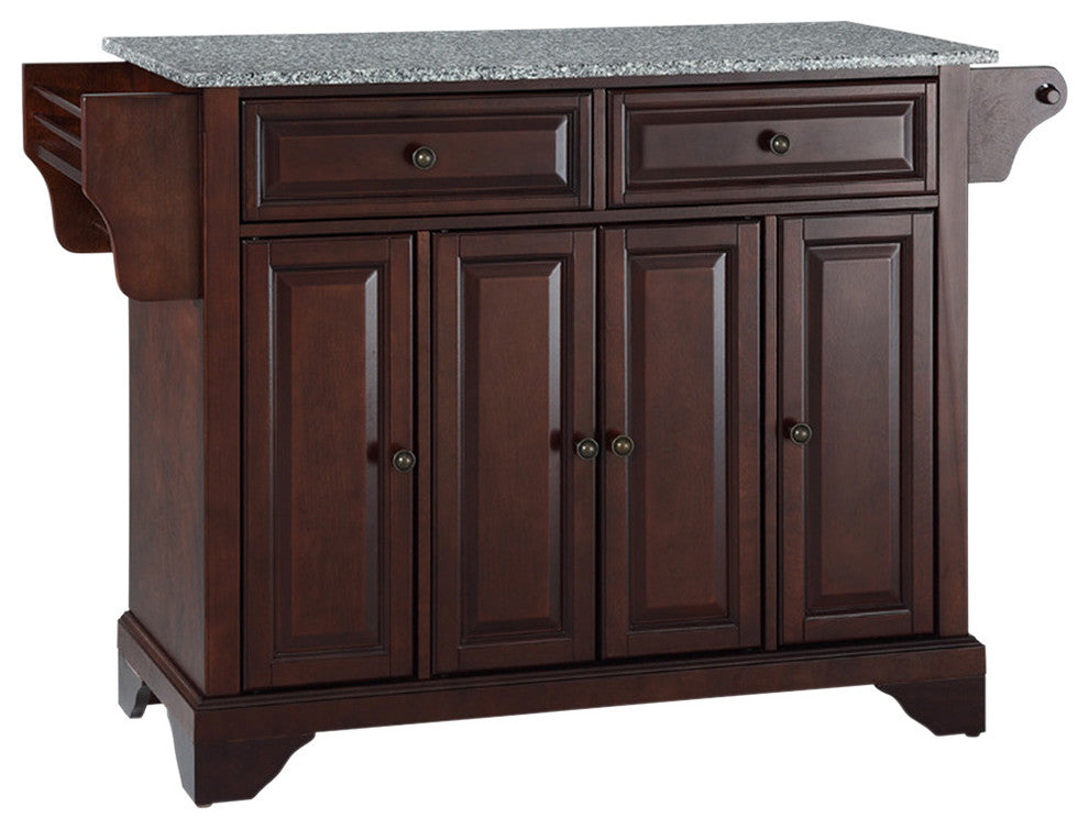 Crosley Furniture LaFayette Wood Kitchen Island in Mahogany/Silver