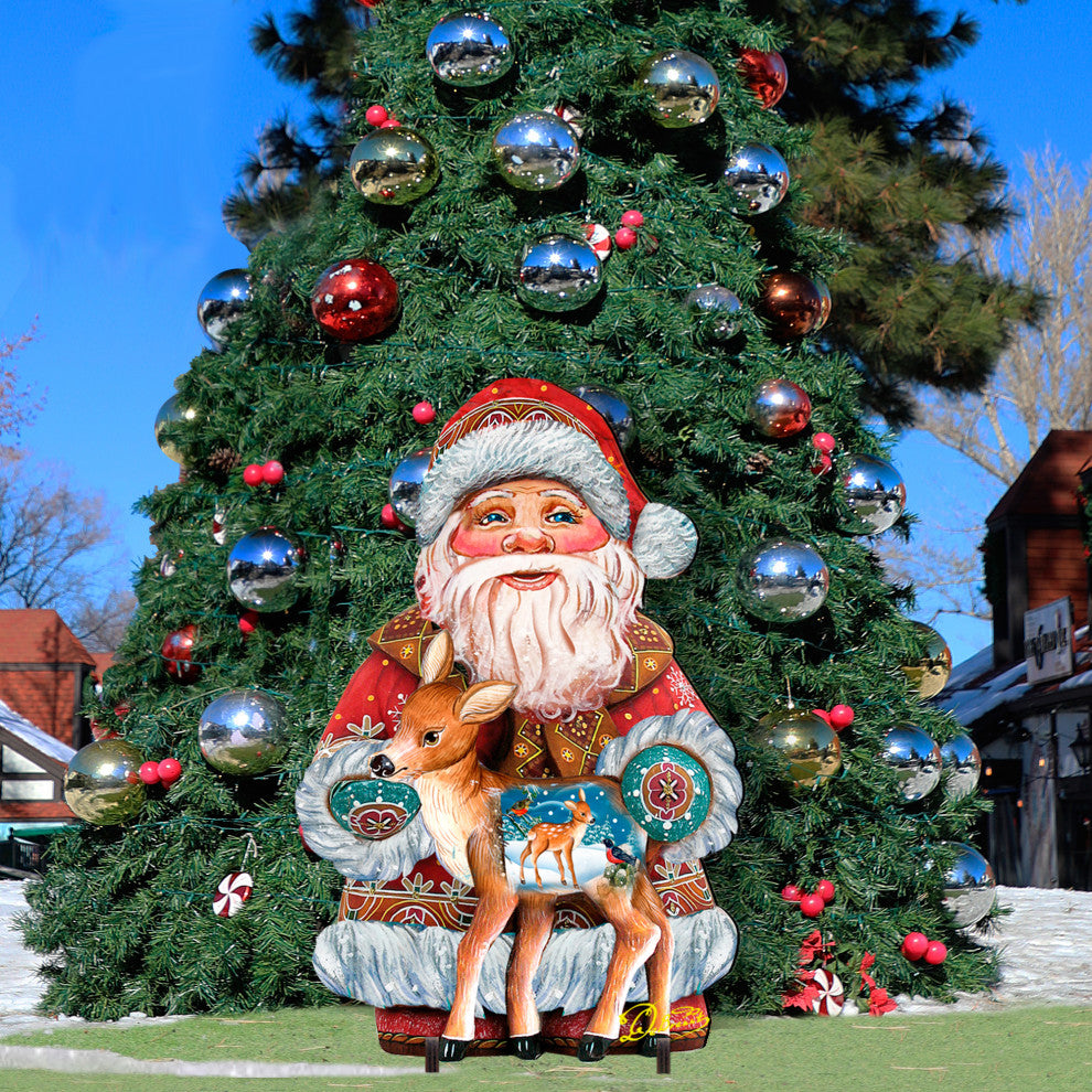 Santa With Deer Floor, Decor
