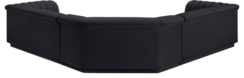 Cascade Upholstered Modular Sofa, Black, Velvet, Corner Sectional