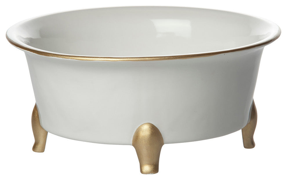 Jaipur Cachepot, White and Gold, Round
