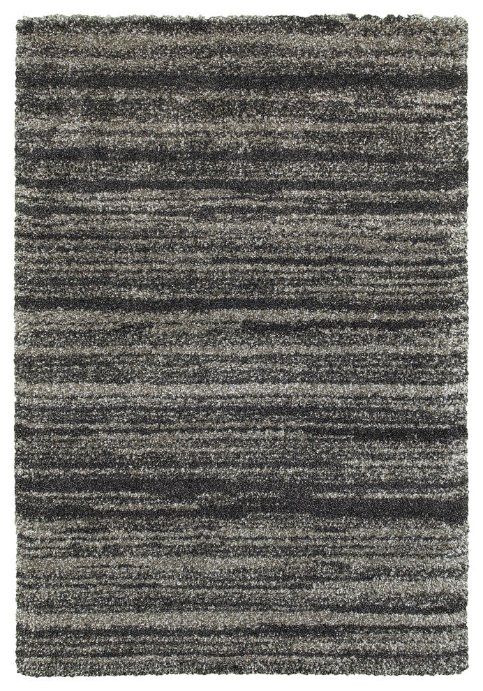 Hartley Shadow Stripes Gray and Charcoal Area Rug, 7'10"x10'10"