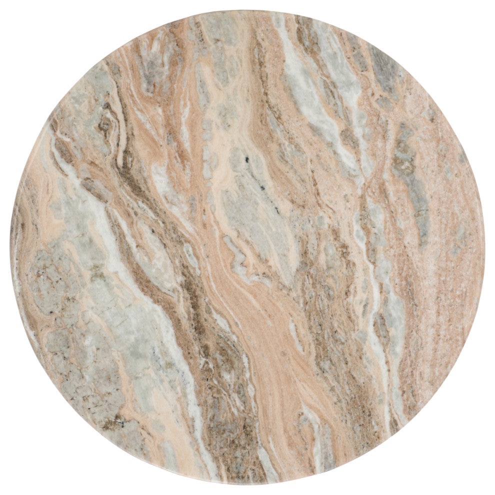 Safavieh Couture Tylee Round Marble Coffee Table, Brown/Natural