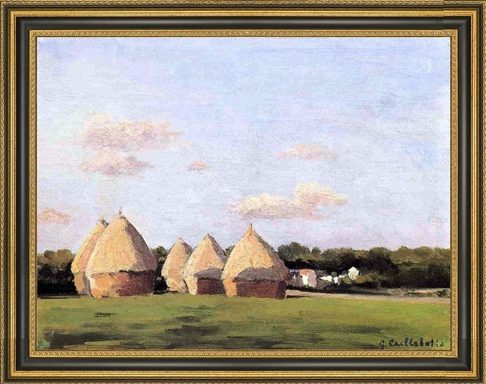 Gustave Caillebotte Harvest Landscape With Five Haystacks Canvas Print, 18"x24"