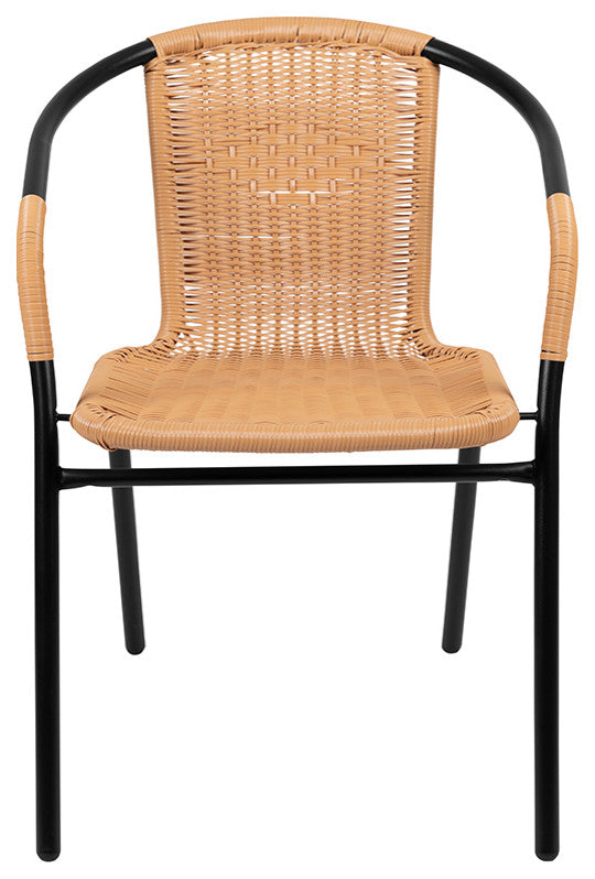 2 Pack Rattan Indoor-Outdoor Stack Chair, Beige