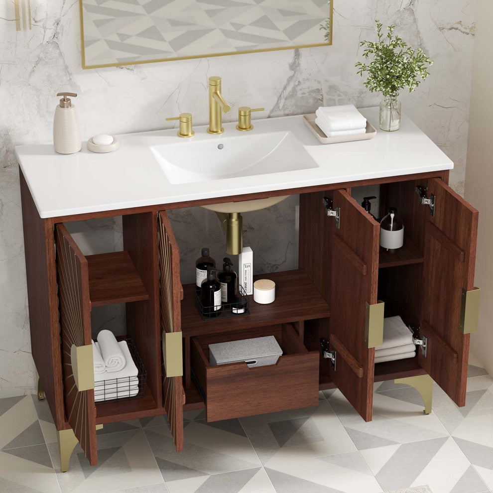 Daylight 48" Bathroom Vanity, White Walnut