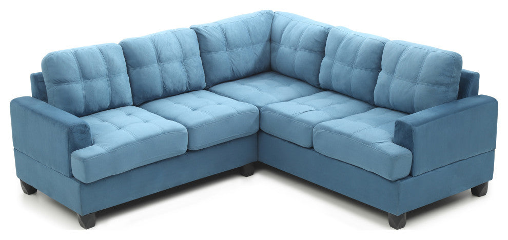 Partington Suede Sectional, Aqua Suede
