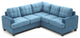 Partington Suede Sectional, Aqua Suede