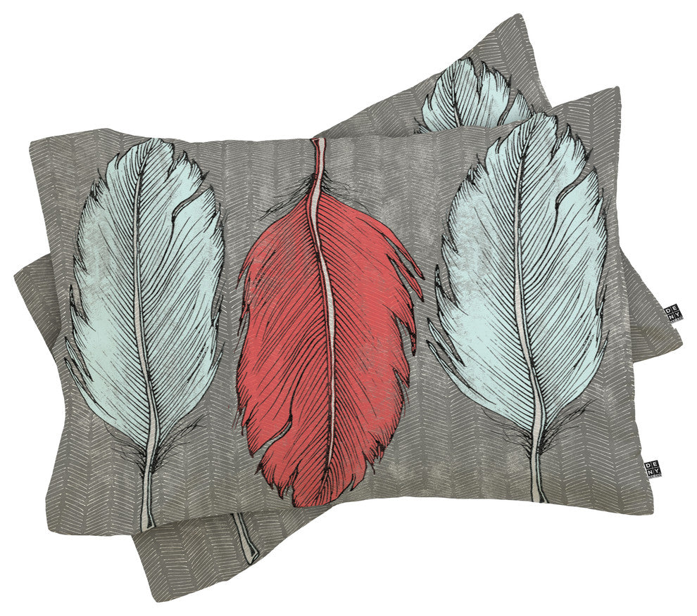 Deny Designs Wesley Bird Feathered Pillow Shams, Queen