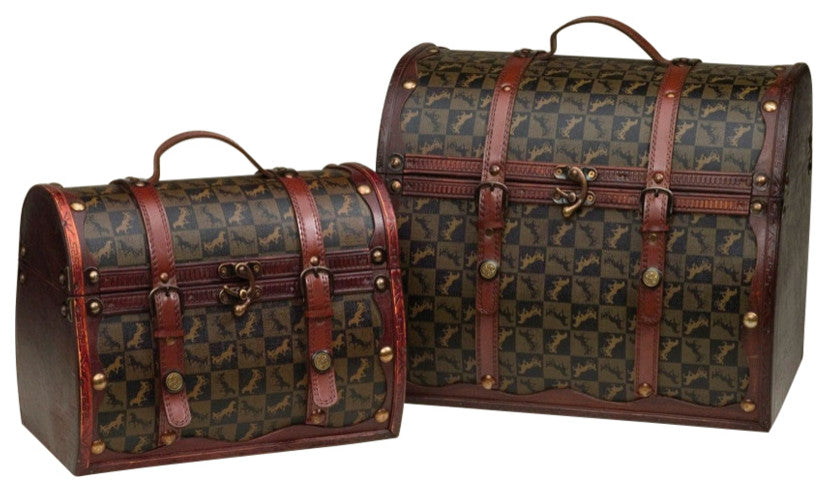 Mafalda Wood 2-Piece Dome Top Decorative Box Set, Brown
