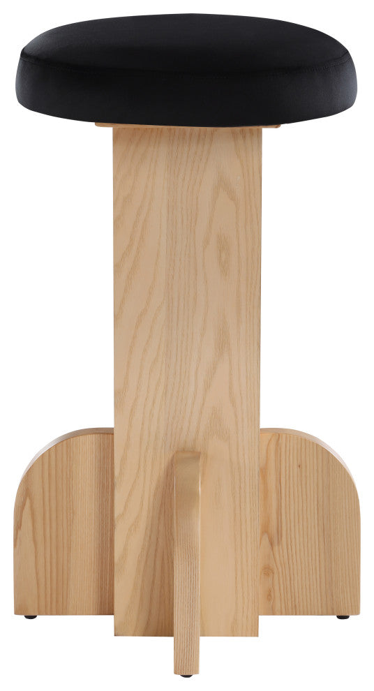 Wyatt Velvet Upholstered Stool, Black