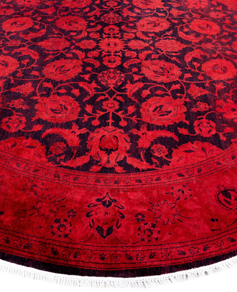 Overdyed One-of-a-Kind Hand-Knotted Area Rug Orange, 8' 1" x 8' 1"