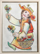 Jovan Obican "Woman With Flowers" Watercolor Painting