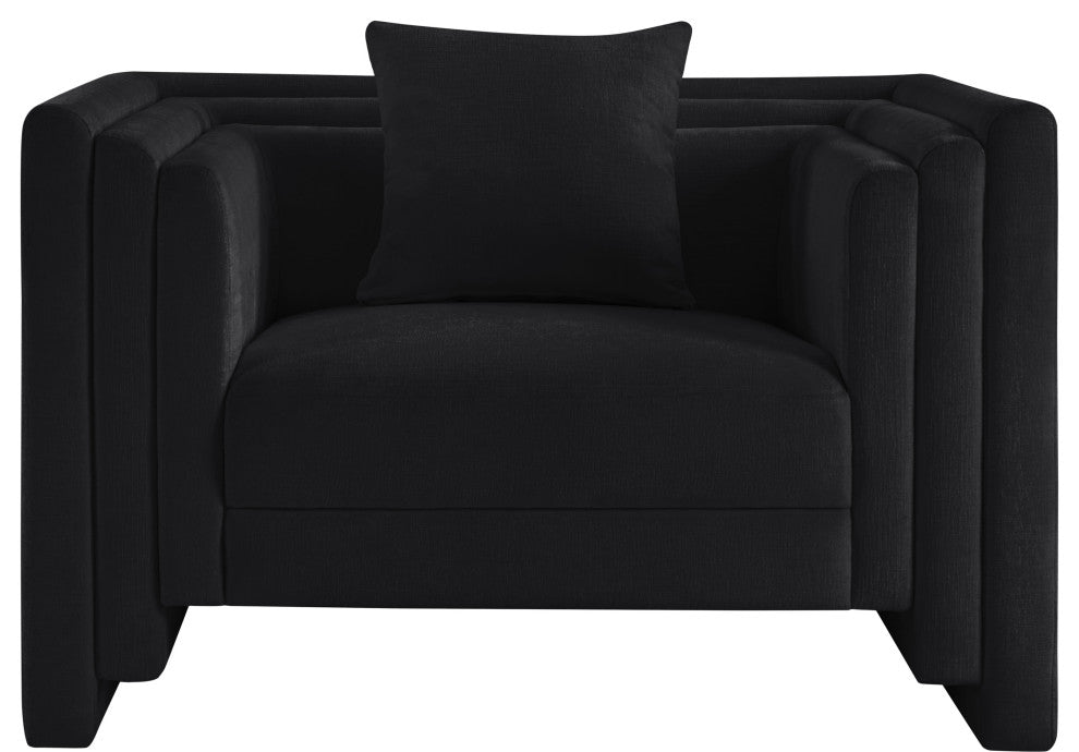 Everett Upholstered Chair, Black, Chenille Fabric