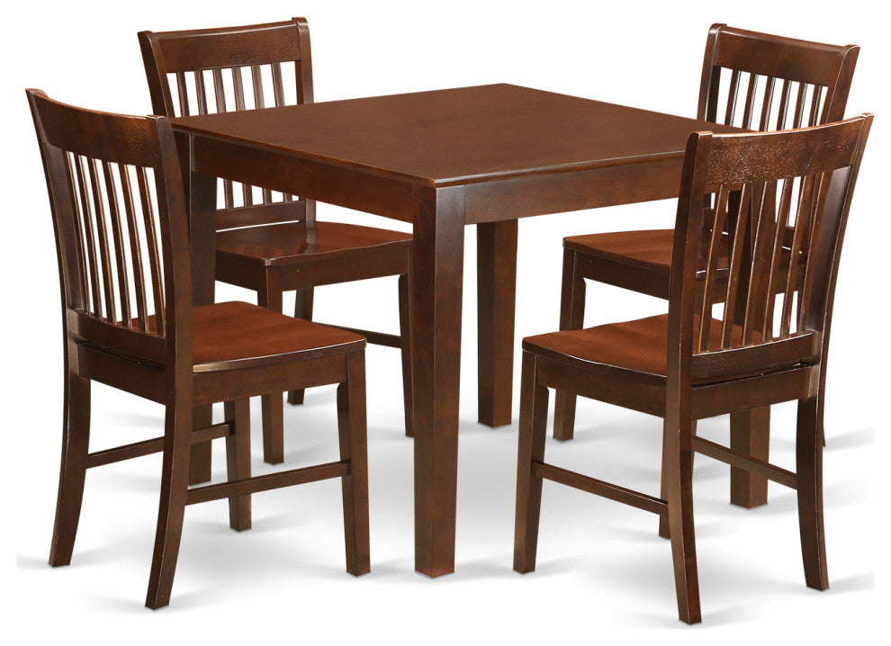 5 Pc Kitchen Table Set With A Table And 4 Dining Chairs In Mahogany