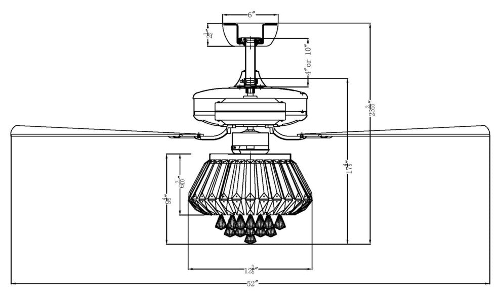 52-In Crystal 5-Blade Ceiling Fan With Light, Remote Control, Chrome
