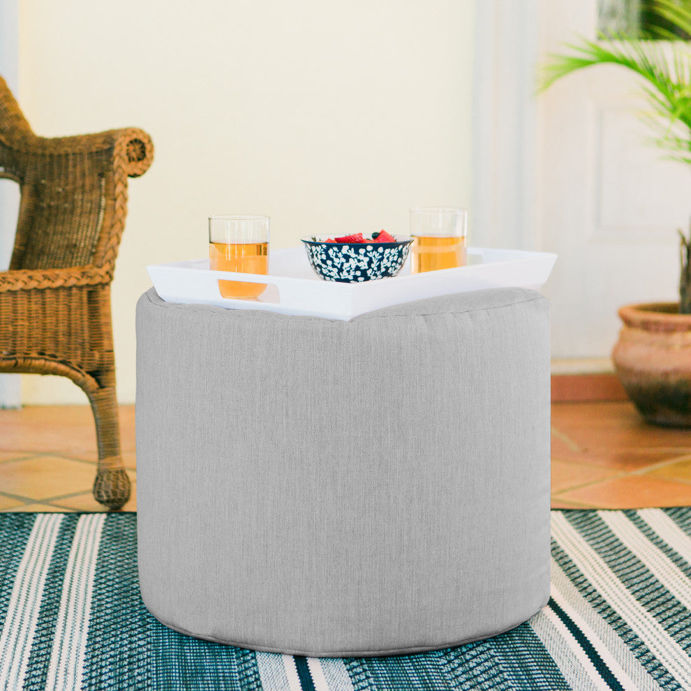 Sunbrella Outdoor Patio Bean Bag Pouf, Granite