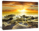 Beautiful Orange Sundown Beach, Seashore Canvas Art Print, 60"x28"