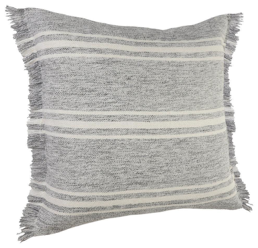 Farmhouse Triple Stripe Throw Pillow with Fringe