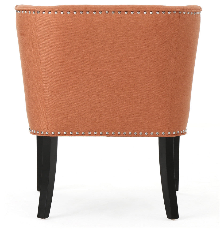 GDF Studio Adelina Contemporary Upholstered Accent Chair with Nailhead Trim, Orange