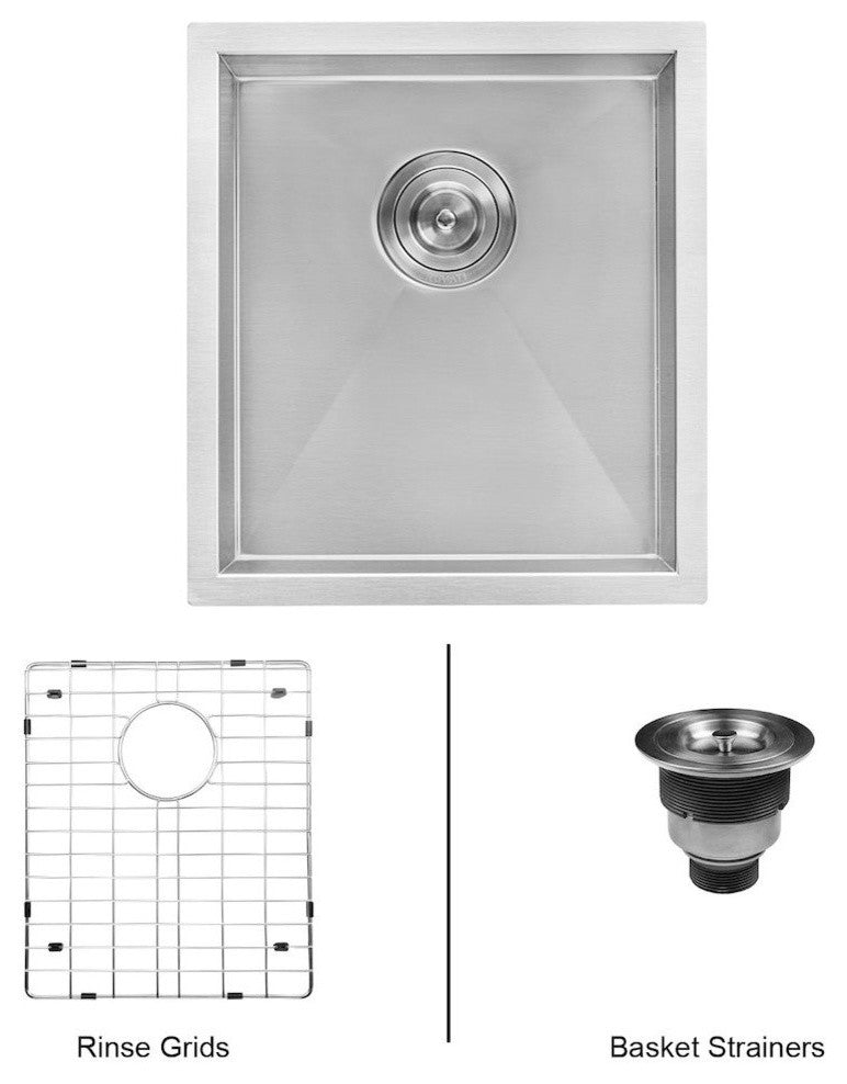 Ruvati 16" Undermount Bar Prep Sink Stainless Steel, RVH7111