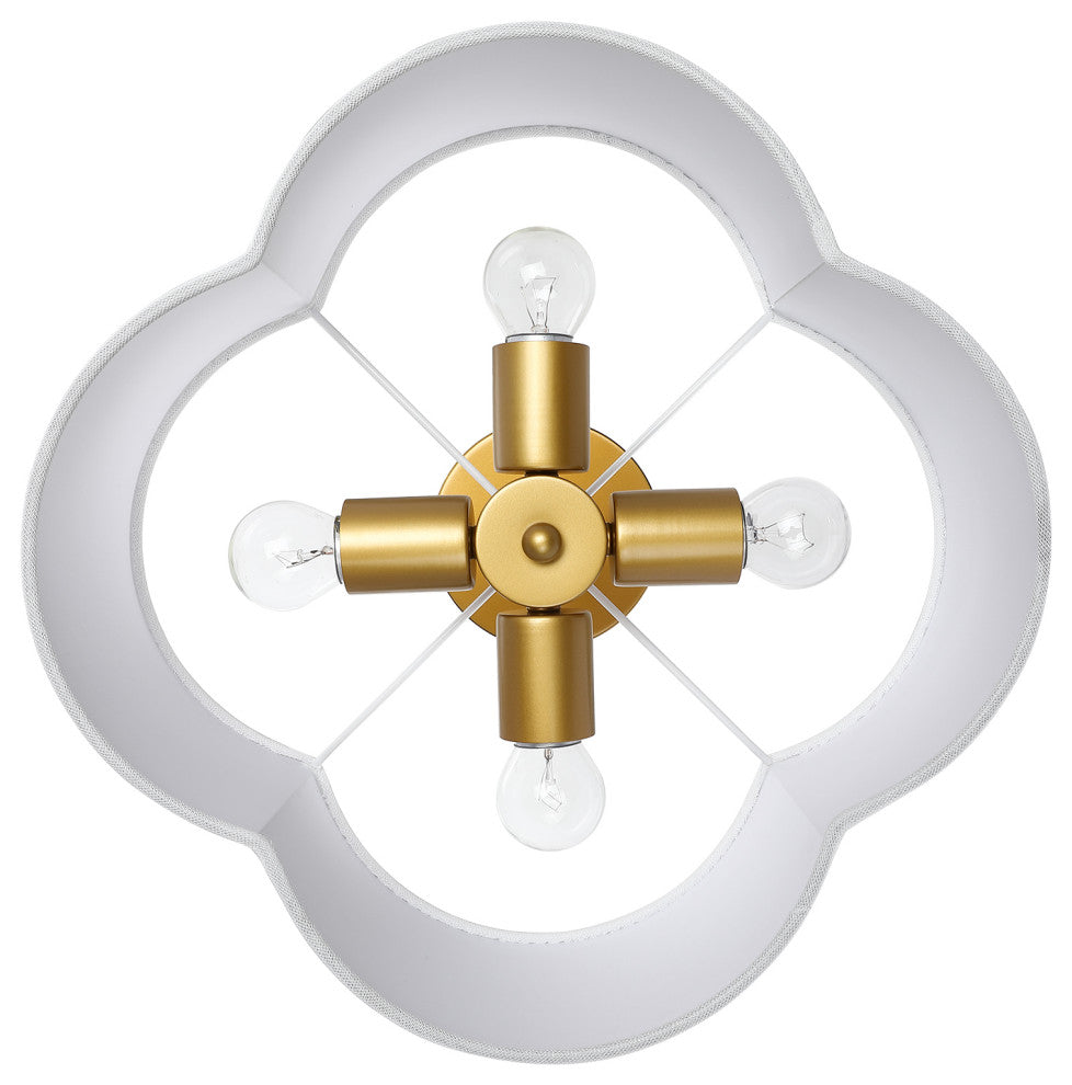 4-Light Scallop Semi Flush Mount Ceiling Light, Gold