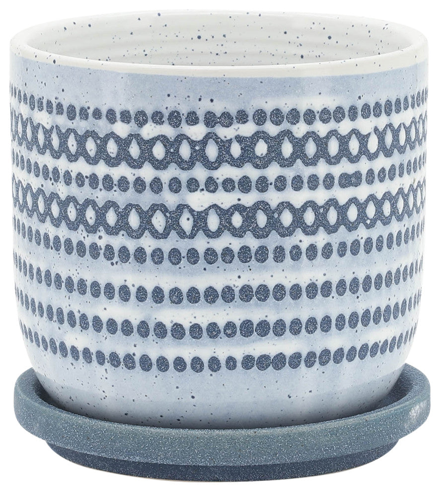 Ceramic 5" Planter With Saucer, Blue