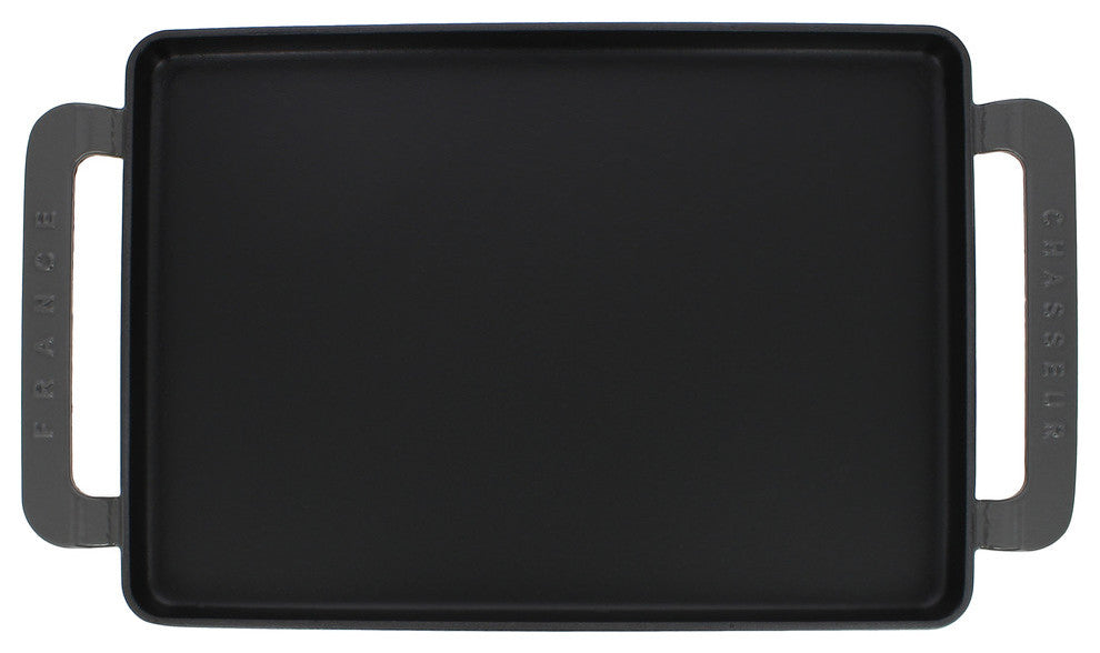 Chasseur 14" Caviar-Grey Rectangular French Enameled Cast Iron Griddle