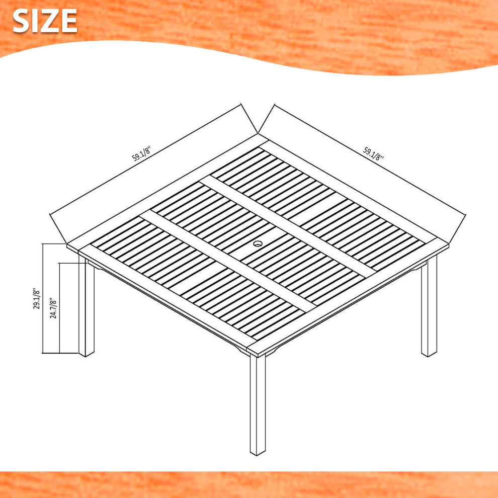 Amazonia Bahamas 9-Piece Square Patio Dining Set | Eucalyptus Wood